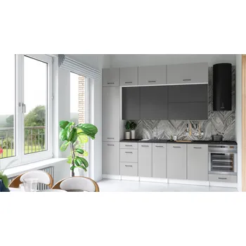 Kuchyňská skříňka Kuchyňská linka DAFNI 280cm Grafit + popel