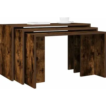 Konferenční stolek vidaXL Hnízdové stolky 3 ks kompozitní dřevo [858537] Barva: kouřový dub