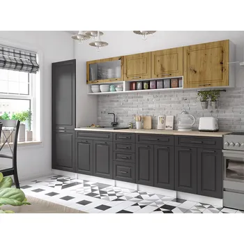 Kuchyňská linka Kuchyňská linka BIRGID 300cm - Dub artisan + grafit