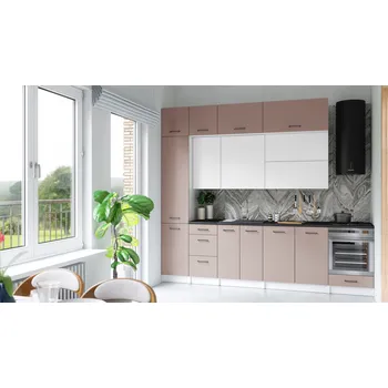 Kuchyňská skříňka Kuchyňská linka DAFNI 280cm Bílá + kobe