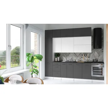 Kuchyňská skříňka Kuchyňská linka DAFNI 280cm Bílá + grafit