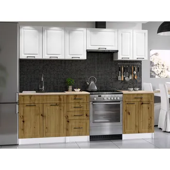 Kuchyňská linka Kuchyňská linka INGRID 240cm - Bílá + dub artisan