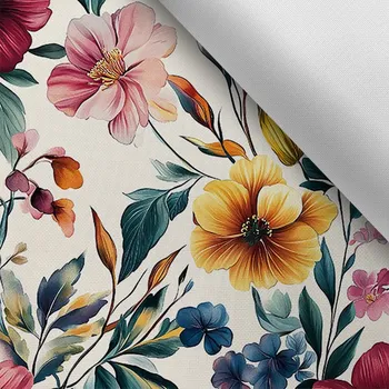 Látka s potiskem nepromokavý polyester TD/NS botanical flora