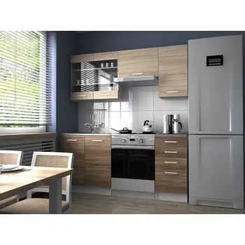 Kuchyňská linka Kuchyňská linka PAMELA 180x120 - Sonoma + tobacco - RYCHLE DODÁNÍ