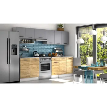 Kuchyňská linka Kuchyňská linka LUIZA II 260x200 - Grafit + dub artisan