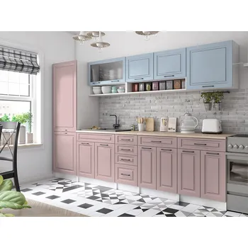 Kuchyňská linka Kuchyňská linka BIRGID 300cm - Denim + kobe