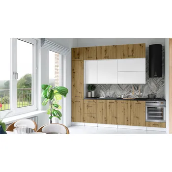 Kuchyňská skříňka Kuchyňská linka DAFNI 280cm Bílá + dub artisan