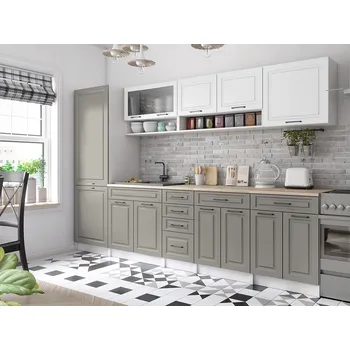 Kuchyňská linka Kuchyňská linka BIRGID 300cm - Bílá + kamenný