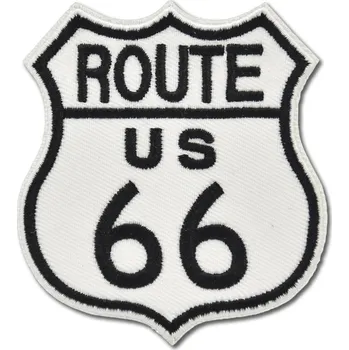 Nášivka Moto nášivka Route 66 White 8 cm x 8 cm
