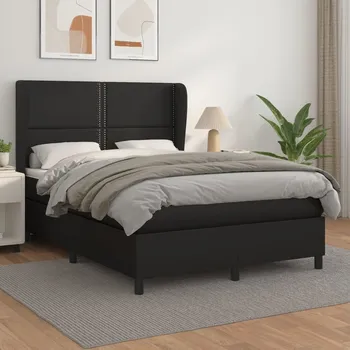 Postel vidaXL Box spring postel s matrací 140 x 190 cm umělá kůže [3128969] Barva: Černá