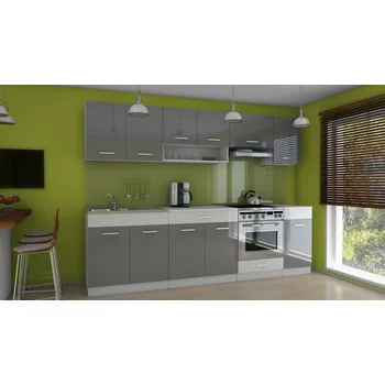 Kuchyňská linka Kuchyňská linka CARMEN 260/260 - Šedý + bílý lesk