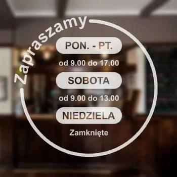 Obraz MLÉČNÁ Samolepka na Sklo Dveře Kancelář OTEVÍRACÍ DOBA 40x40