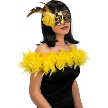 Karnevalová maska Zkatá škraboška se žlutou růží