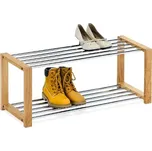 Botník, 2 kovové chromované police, masiv kaučukovník, přírodní odstín