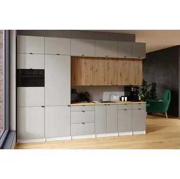 Kuchyňská skříňka Kuchyňská linka JANISA 320cm Kamenný + dub artisan