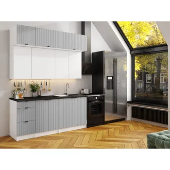 Kuchyňská skříňka Kuchyňská linka WALOS 180cm Popel + bílá