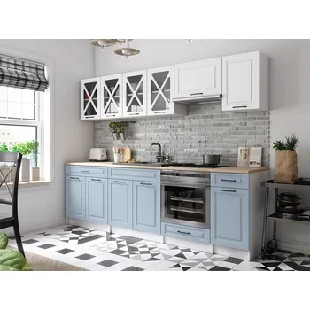 Kuchyňská linka Kuchyňská linka GERTRID 260cm - Bílá + denim