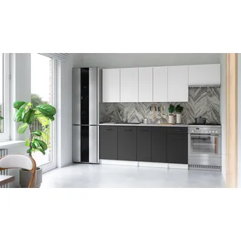 Kuchyňská skříňka Kuchyňská linka ALIMOS 240cm Bílá + grafit