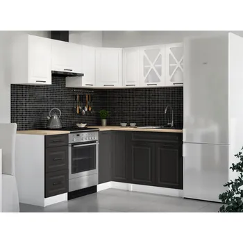 Kuchyňská linka Rohová kuchyňská linka ASTRID 190x170cm - Bílá + grafit