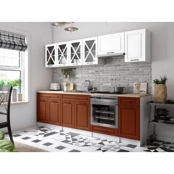 Kuchyňská linka Kuchyňská linka GERTRID 260cm - Bílá + brick