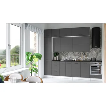 Kuchyňská skříňka Kuchyňská linka DAFNI 280cm Grafit