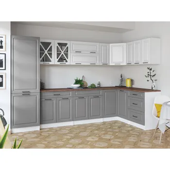 Kuchyňská linka Rohová kuchyňská linka SINGRID - Bílá + popel