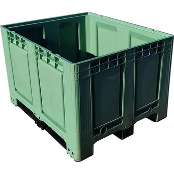 Přepravník Velký přepravník z polyetylenu, plné stěny, 1200 x 1000 x 790 mm, na ližinách, barva zelená