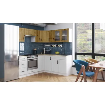 Kuchyňská linka Rohová kuchyňská linka ROTIZA CHOCO - Dub artisan + bílá