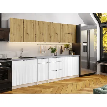Kuchyňská skříňka Kuchyňská linka PEREA 260cm Dub artisan + bílá