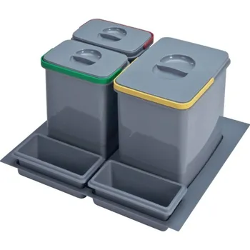 Odpadkový koš Odpadkový koš do šuplíku 600, 1x15 l + 2x7 l, K60 - antracit