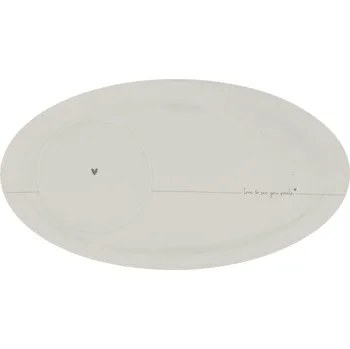 Bastion Collections Oválný podšálek LOVE TO SEE... in grey, 24,5x14,5cm RJ-OPL-CUP-015-GR