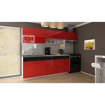 Kuchyňská linka Kuchyňská linka SAMANTA 240/180 - Červený + černý lesk