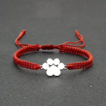 Náramek Kočičí paní Náramek s kočičí tlapkou - černá, červená, bílá Barva: červená