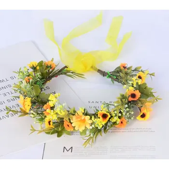 Ozdoba do vlasů B-TOP Věneček do vlasů se žlutými a oranžovými květy