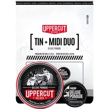 Stylingový přípravek Uppercut Deluxe Pomade Tin & Midi Duo Kit 100 g + 30 g - Sada velké a malé pomády na vlasy se střední fixací a leskem