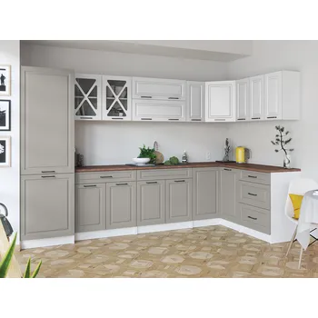 Kuchyňská linka Rohová kuchyňská linka SINGRID - Bílá + kamenný