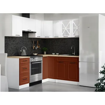 Kuchyňská linka Rohová kuchyňská linka ASTRID 190x170cm - Bílá + brick