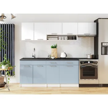 Kuchyňská linka Kuchyňská linka VIVIEN 240cm - Bílá + denim