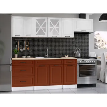 Kuchyňská linka Kuchyňská linka MARGID 240cm - Bílá + brick