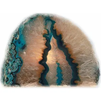 Solná lampa Achát modro - zelený svícen geodka leštěná cca 600 - 700 g