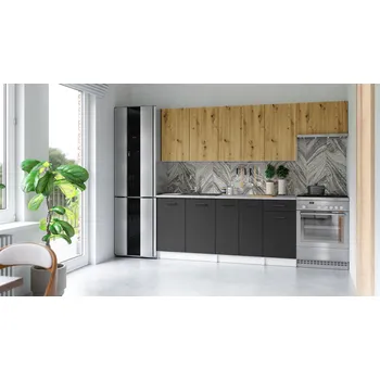 Kuchyňská skříňka Kuchyňská linka ALIMOS 240cm Dub artisan + grafit