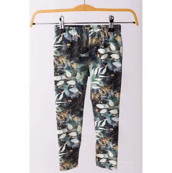 Dívčí legíny LILY GREY černé s listy velikost: 110