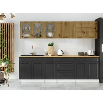 Kuchyňská linka Kuchyňská linka TURID 260cm - Dub artisan + grafit