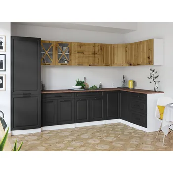 Kuchyňská linka Rohová kuchyňská linka SINGRID - Dub artisan + grafit