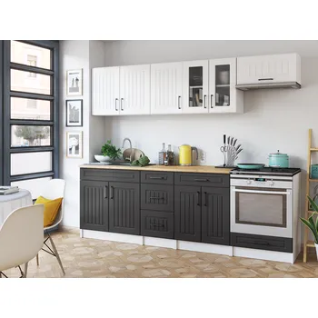 Kuchyňská linka Kuchyňská linka BERIZA CHOCO 240cm - Bílá + grafit