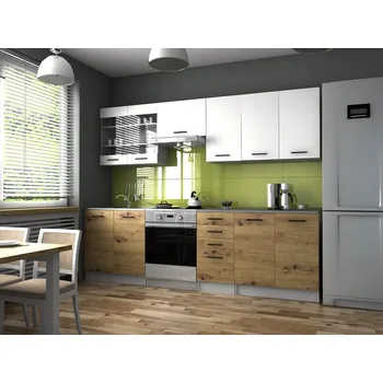 Kuchyňská linka Kuchyňská linka PAMELA 260x200 - Bílá + artisan - Rychlé dodání