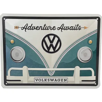 Plechová cedule Nostalgic Art Plechová cedule Volkswagen Adventure Awaits 20 x 15 cm