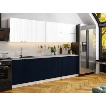 Kuchyňská skříňka Kuchyňská linka PEREA 260cm Bílá + marine blue