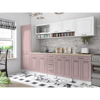 Kuchyňská linka Kuchyňská linka BIRGID 300cm - Bílá + kobe