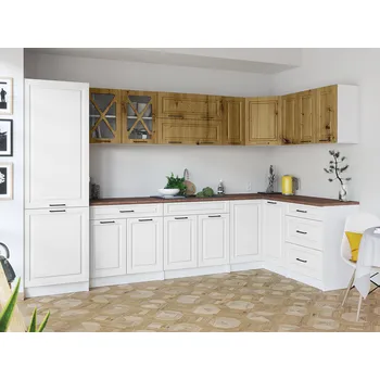 Kuchyňská linka Rohová kuchyňská linka SINGRID - Dub artisan + bílá